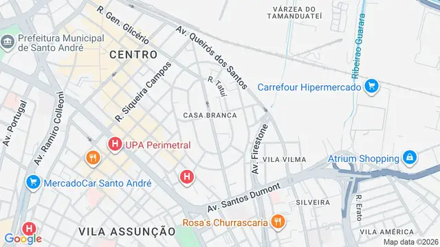 Mapa do bairro Casa Branca, Santo André - SP