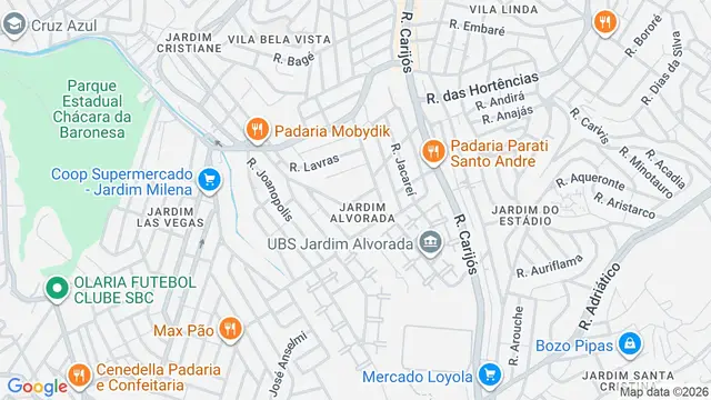 Mapa do bairro Jardim Alvorada, Santo André - SP