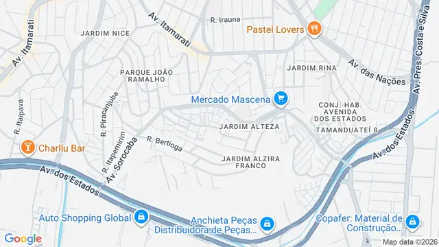 Mapa do bairro Jardim Alzira Franco, Santo André - SP