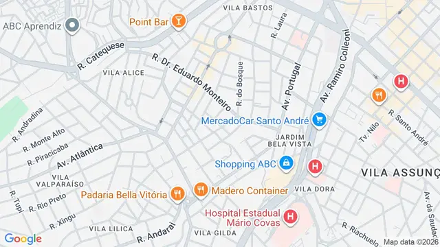 Mapa do bairro Jardim Bela Vista, Santo André - SP