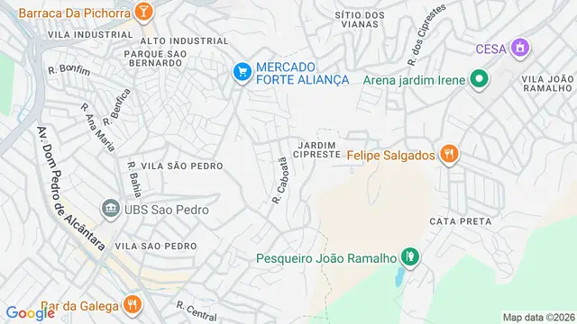 Mapa do bairro Jardim Cipreste, Santo André - SP