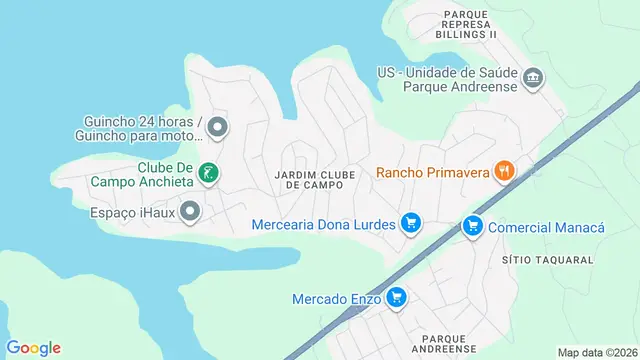Mapa do bairro Jardim Club de Campo, Santo André - SP