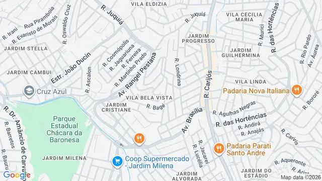 Mapa do bairro Jardim Cristiana, Santo André - SP