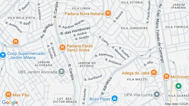 Mapa do bairro Jardim do Estádio, Santo André - SP