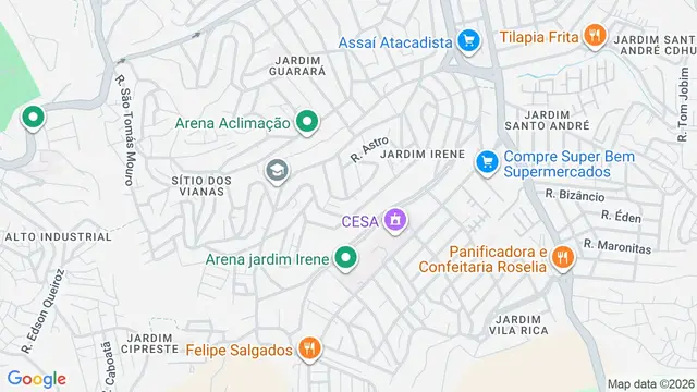 Mapa do bairro Jardim Irene, Santo André - SP
