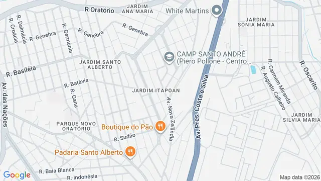Mapa do bairro Jardim Itapoan, Santo André - SP