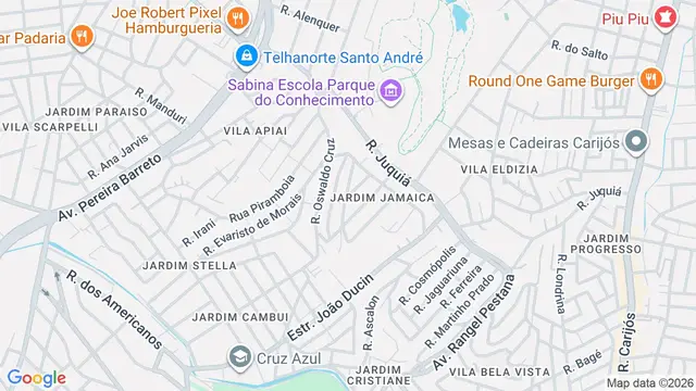 Mapa do bairro Jardim Jamaica, Santo André - SP