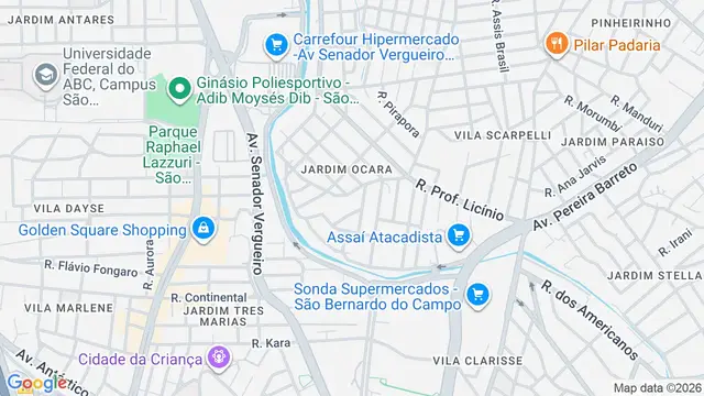 Mapa do bairro Jardim Ocara, Santo André - SP