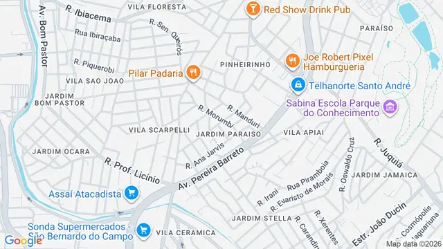 Mapa do bairro Jardim Paraíso, Santo André - SP