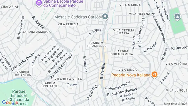 Mapa do bairro Jardim Progresso, Santo André - SP