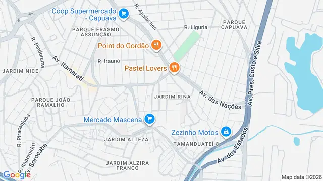 Mapa do bairro Jardim Rina, Santo André - SP