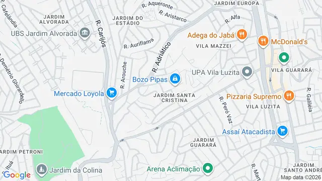 Mapa do bairro Jardim Santa Cristina, Santo André - SP