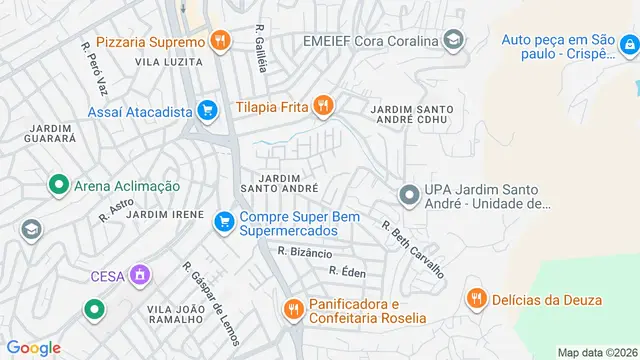 Mapa do bairro Jardim Santo André, Santo André - SP