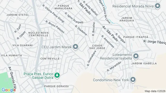 Mapa do bairro Jardim Santo Antônio de Pádua, Santo André - SP