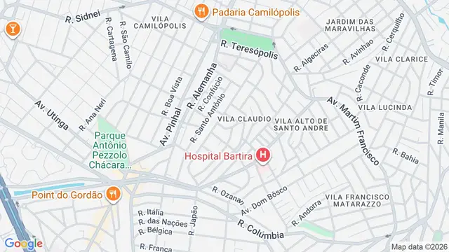 Mapa do bairro Jardim Santo Antônio, Santo André - SP