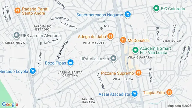 Mapa do bairro Jardim Teles de Menezes, Santo André - SP