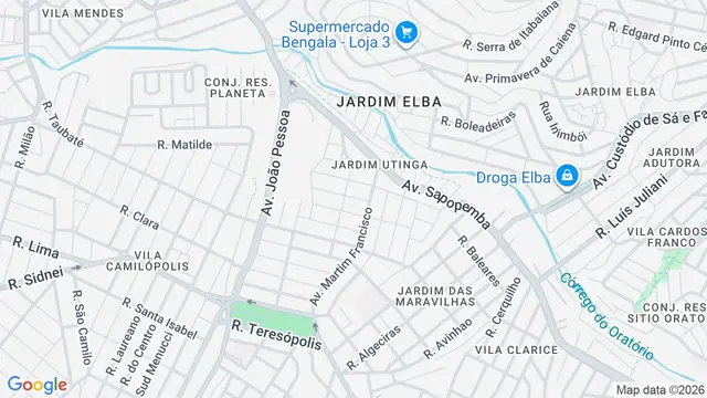 Mapa do bairro Jardim Utinga, Santo André - SP