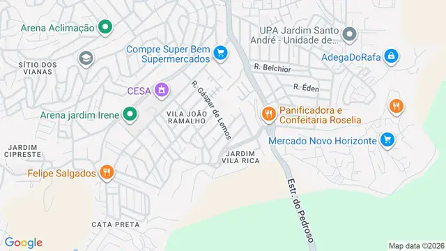 Mapa do bairro Jardim Vila Rica, Santo André - SP