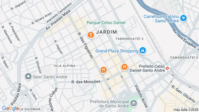 Mapa do bairro Jardim, Santo André - SP