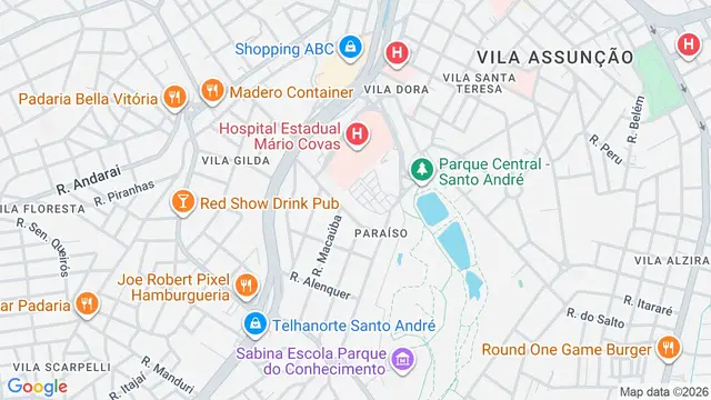 Mapa do bairro Paraíso, Santo André - SP