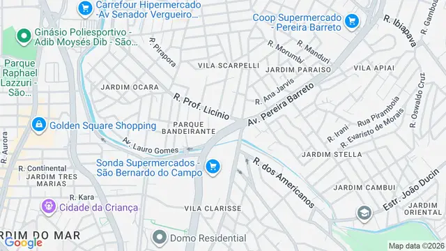 Mapa do bairro Parque Bandeirante, Santo André - SP