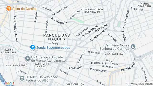 Mapa do bairro Parque das Nações, Santo André - SP