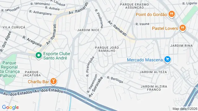 Mapa do bairro Parque João Ramalho, Santo André - SP