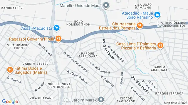 Mapa do bairro Parque Marajoara, Santo André - SP