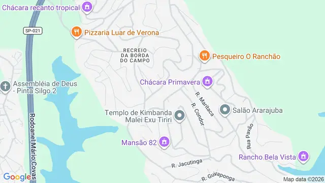 Mapa do bairro Recreio da Borda do Campo, Santo André - SP