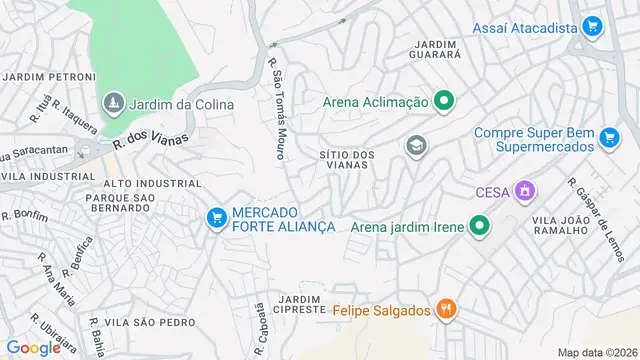 Mapa do bairro Sítio dos Vianas, Santo André - SP