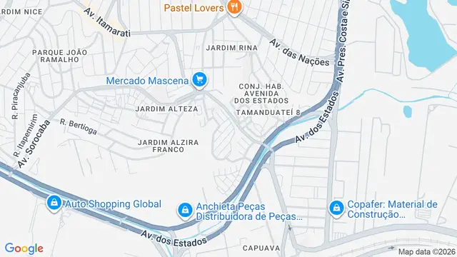 Mapa do bairro Tamanduateí 8, Santo André - SP