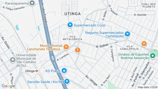 Mapa do bairro Utinga, Santo André - SP