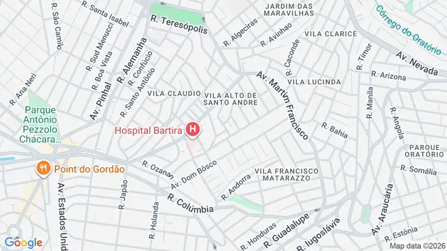Mapa do bairro Vila Alto de Santo André, Santo André - SP