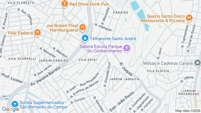 Mapa do bairro Vila Apiaí, Santo André - SP