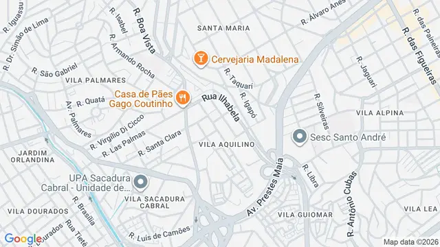 Mapa do bairro Vila Aquilino, Santo André - SP