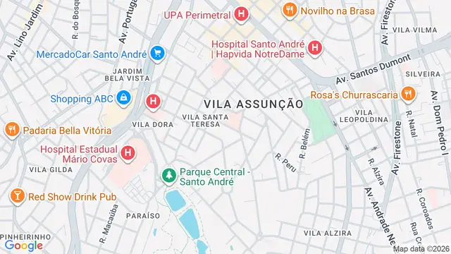 Mapa do bairro Vila Assunção, Santo André - SP