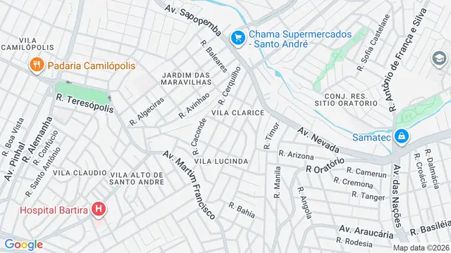 Mapa do bairro Vila Clarice, Santo André - SP