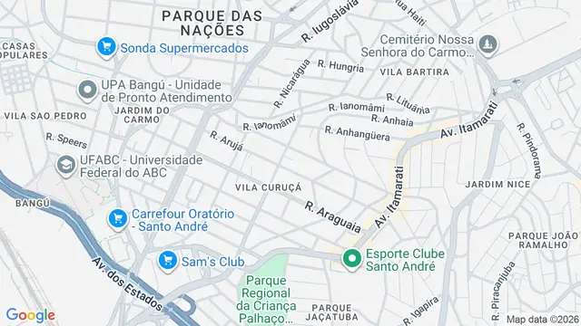 Mapa do bairro Vila Curuçá, Santo André - SP