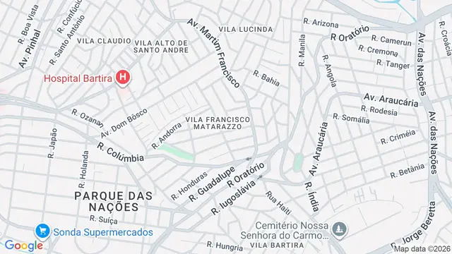 Mapa do bairro Vila Francisco Matarazzo, Santo André - SP