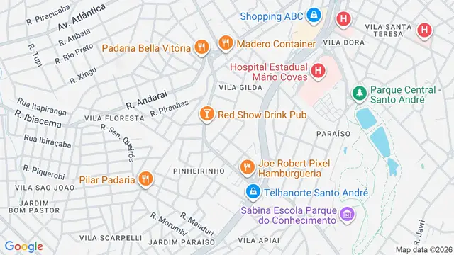 Mapa do bairro Vila Gilda, Santo André - SP