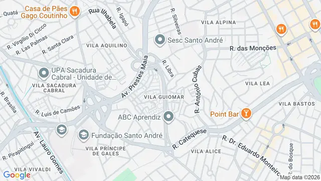 Mapa do bairro Vila Guiomar, Santo André - SP