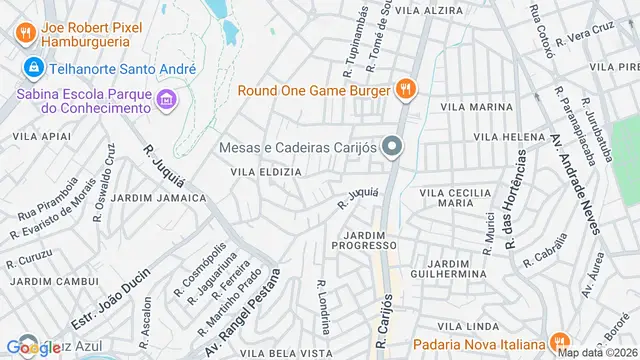 Mapa do bairro Vila Javri, Santo André - SP