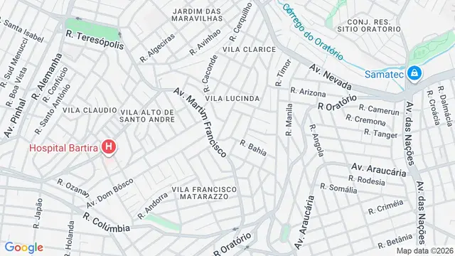 Mapa do bairro Vila Lucinda, Santo André - SP