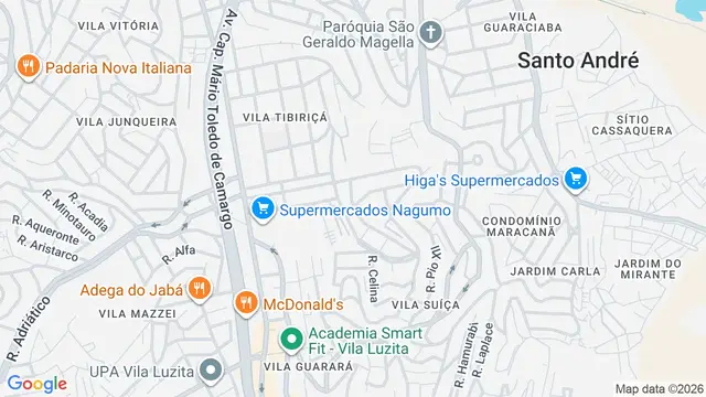 Mapa do bairro Vila Lutécia, Santo André - SP