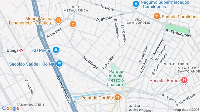 Mapa do bairro Vila Metalúrgica, Santo André - SP