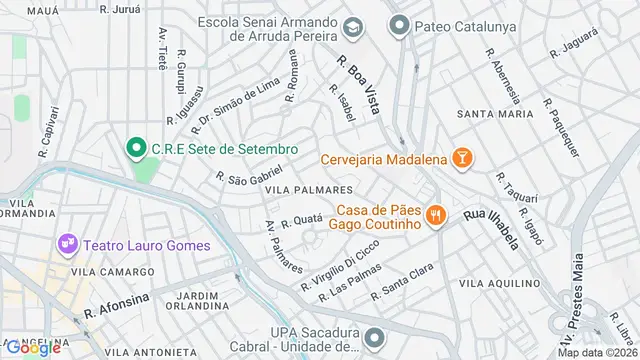Mapa do bairro Vila Palmares, Santo André - SP