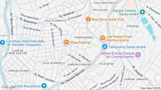 Mapa do bairro Vila Pinheirinho, Santo André - SP
