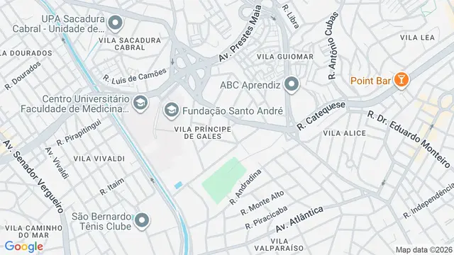 Mapa do bairro Vila Príncipe de Gales, Santo André - SP