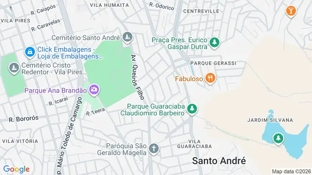 Mapa do bairro Vila Progresso, Santo André - SP