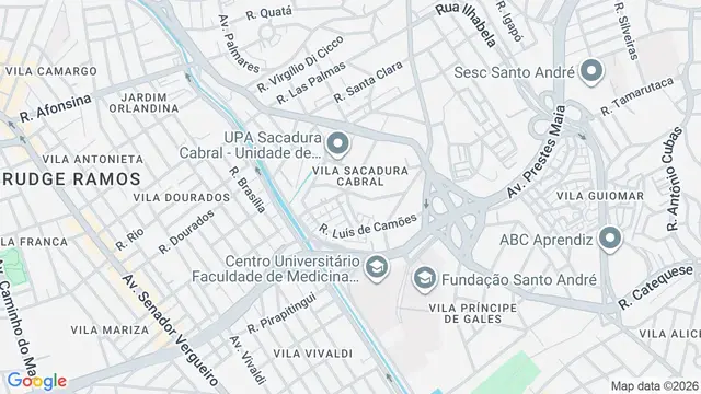 Mapa do bairro Vila Sacadura Cabral, Santo André - SP